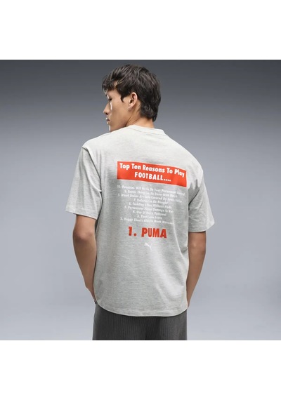 Puma Graphıc Football Tee Erkek Gri T-shirt & Polo