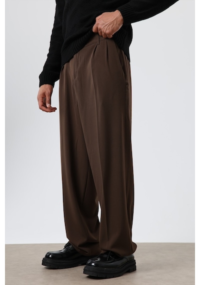 Vamos Baggy Fit Kumaş Pantolon 30-795-1 Kahve