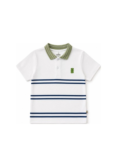 Haribo Lisanslı Çizgili Polo Yaka Çocuk T-shirt Şort Takım Yeşil