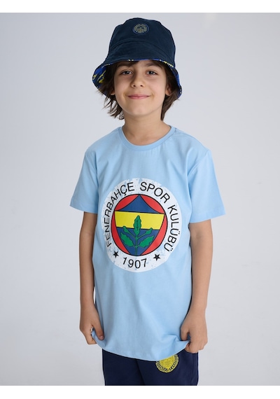 Fenerium Fb Tsrt 118 Fenerbahçe Lisanslı Renkli Logo Sıfır Yaka Çocuk T-shirt Mavi