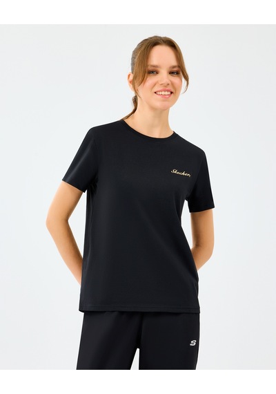 Skechers W Light Fabric T-shirt Kadın Siyah Tshirt S2520239-3817 Siyah