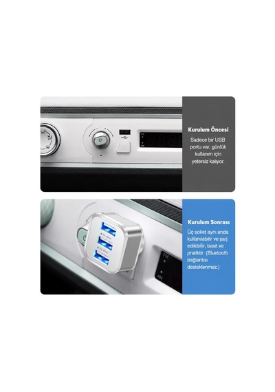 Lunatic 7560 Usb Hub 3 Port Çoklayıcı Adaptör Bilgisayar Laptop Araç Şarj Çoklu Çoğaltıcı