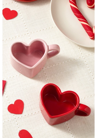 Karaca Love You 2 Kişilik Çay Fincan Takımı 160 Ml Kırmızı