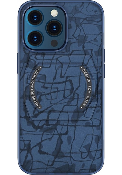 Rock Space Apple Uyumlu iPhone 13 Pro Kılıf Moca Serisi Magsafe Standlı - Mavi Mavi