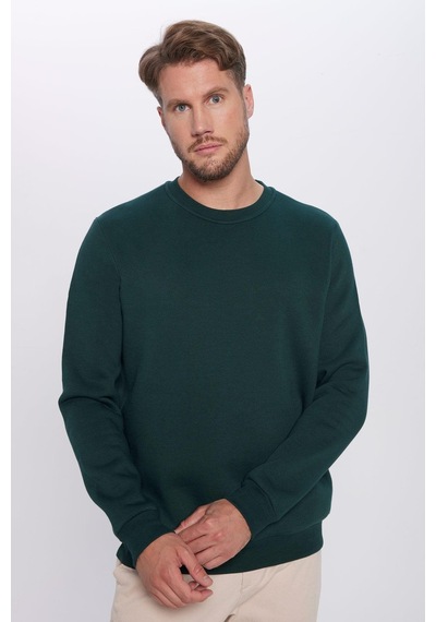 Tudors Unisex 3'lü Paket Petrol-mavi-yeşil Relax Fit Pamuklu 3 İplik İçi Polarlı Bisiklet Yaka Sweatshirt-42103 Çok Renkli
