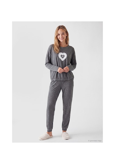 LC Waikiki Alıta Cıty Farkıyla Lcw Dream Gri Penye Baskılı Uzun Kollu Kadın Pijama Takım Gri - 929503450 Gri LC Waikiki Alıta Cıty Farkıyla Lcw Dream Gri Penye Baskılı Uzun Kollu Kadın Pijama Takım Gri - 929503450 Gri