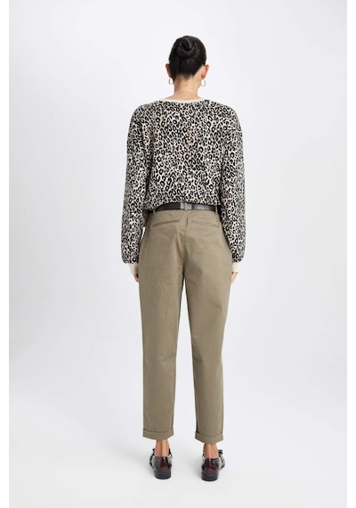 DeFacto Carrot Fit Kemerli Gabardin Pantolon Cepli Yüksek Bel Düz Paça D7413AX25SMKH260