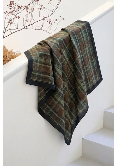 Silk Home Viskon Velora Eşarp Dört Mevsim Ekose Desen Antrasit 90x90 Çok Renkli