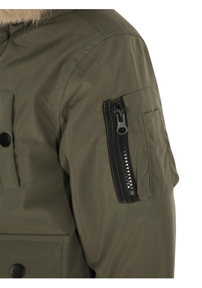 Civil Boys Kapüşonu Kürklü 2-5 Yaş Parka - Haki Koyu Haki