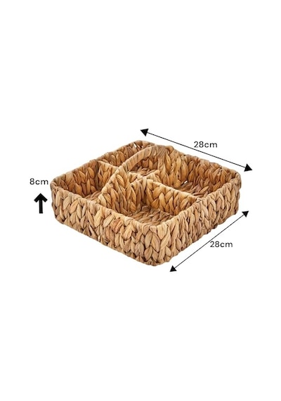 Ayrex El Yapımı Hasır Saplı Kare 4 Bölmeleli Düzenleyici Organizer, Banyo, Mutfak Ve Yemek Masası İçin, 28cm 28 Diğer