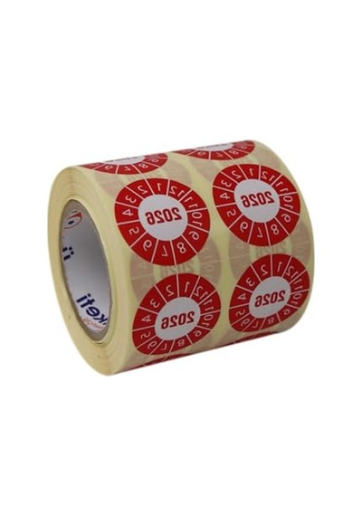 30mm X 30mm Vellum Tarih Seçme Etiketi, Ruloda 1000 Adet, Kırmızı 124-Pembe