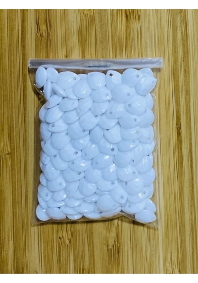 Beyaz Oya, Abiye, Havlu, Takı, Örgü Vb. El İşleme Plastik Gözyaşı Damla Boncuk. 25gr. Tahmini 195 Adet.