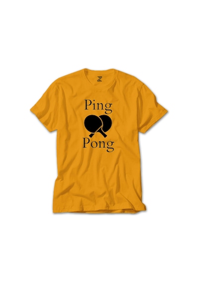 Ping Pong Racket Design Black Krem Tişört