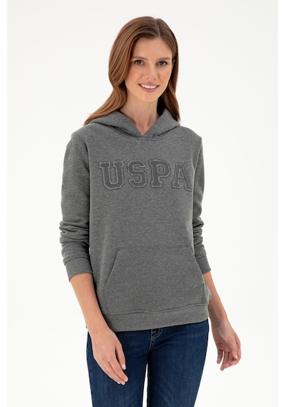 U.S. Polo Assn. Kadın Antrasit Melanj Basic Kapüşonlu Sweatshirt 50296931-VR081 U.S. Polo Assn. Kadın Antrasit Melanj Basic Kapüşonlu Sweatshirt 50296931-VR081