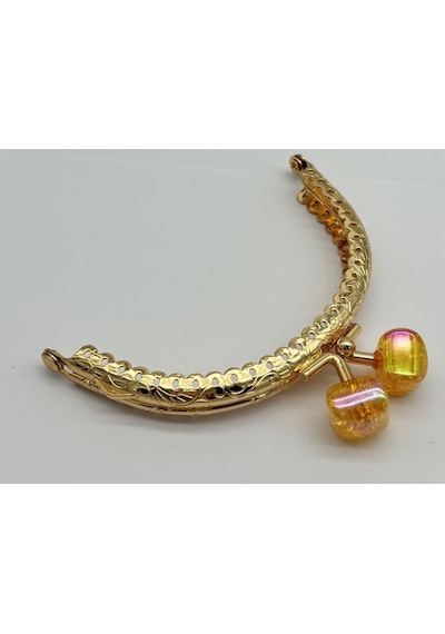 Angel Çanta Aksesuar 10 Cm Light Gold Oval Cüzdan Çanta Klipsi Bursu Hardal