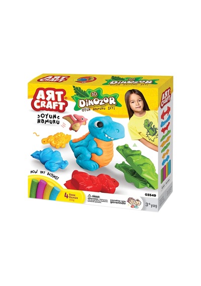 3d Dinozor Oyun Hamur Seti 200 Gr. - Oyun Hamuru Seti - Hamur Setleri - Hamur Kalıpları Renkli