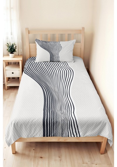 Gri Geometrik Modern Genç Odası Tek Kişilik Pike Takımı - Çizgili 160x220 Cm Kapitone Yatak Örtüsü Mumlu Dalgakıran Örtüsü Gri Geometrik Modern Genç Odası Tek Kişilik Pike Takımı - Çizgili 160x220 Cm Kapitone Yatak Örtüsü Mumlu Dalgakıran Örtüsü