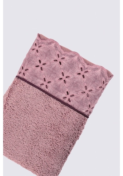 Ecocotton Ella Banyo Havlusu %100 Organik Pamuk Brodeli Pudra 80x150 Cm - Pamuk