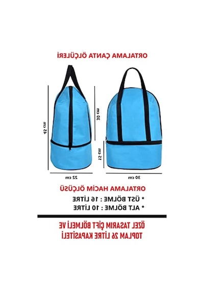 Isı Yalıtımlı Termos Çanta - 2 Bölmeli Piknik Ve Plaj Çantası Açık Bej