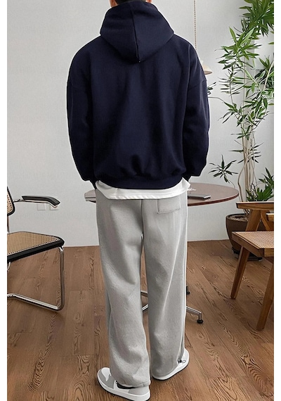 Uyguntarz Unisex Earth Baskılı Oversize Sweatshirt Lacivert