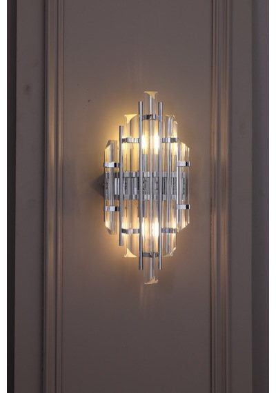 Elite Lighting Helena Cam Modern Gold Sarı Renk Duvar Apliği Krom