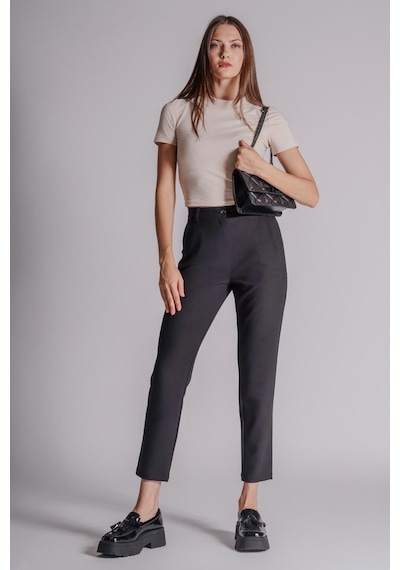 Braccas Kadın Yandan Cepli Arka Cep Fleto Beli Lastikli Ve Pilili Slim Fit Pantolon Siyah Siyah Braccas Kadın Yandan Cepli Arka Cep Fleto Beli Lastikli Ve Pilili Slim Fit Pantolon Siyah Siyah