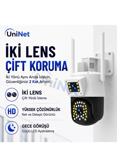 Uninet 6mp Çift Lensli Dış Mekân Güvenlik Kamerası 355 Ptz Döner Başlık, Siren, Polis Çakarı Ve Çift Yönlü Ses 15231979