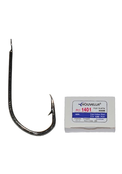 Youvella 1401 Kısa Pa La Dövme Olta İğnesi 100lü Kutu Black Nikel 3-0