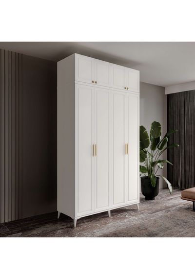 Guneystore Milas Gold 4 Kapaklı %100 Mdf Ayaklı Yüklüklü Gardırop