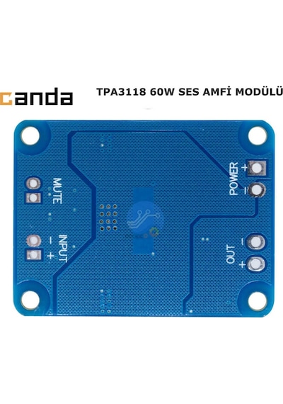 Tpa3118 Ses Amfi Modülü 60W Dc 8-24V Mono  Devre