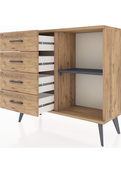 Arges Şifonyer Tek Raflı 4 Çekmeceli 88x30x80 Çam-antrasit/çam Antrasit/çam Arges Şifonyer Tek Raflı 4 Çekmeceli 88x30x80 Çam-antrasit/çam Antrasit/çam