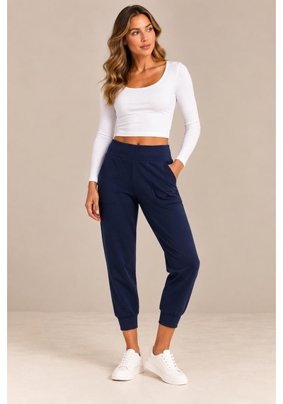 Alexandergardi Yüksek Bel Cepli Jogger Pantolon Lacivert
