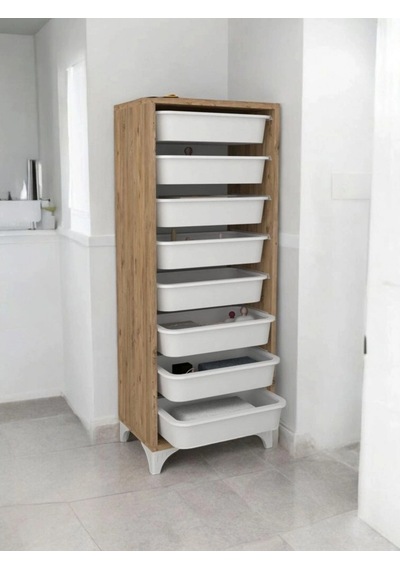8 Sepetli Modern Oyuncak Dolabı Çok Amaçlı Dekoratif Dolap Çok Renkli