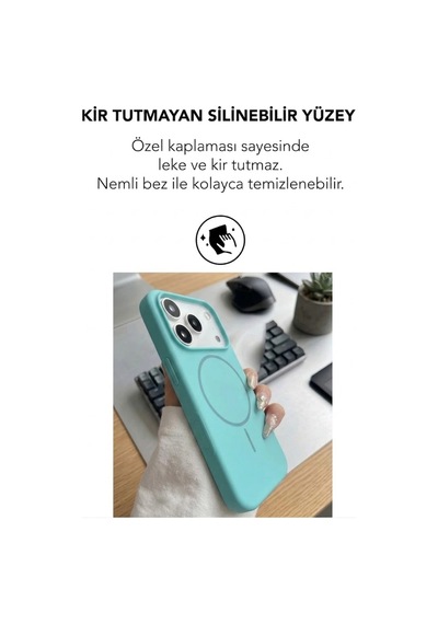 Apple İphone 17 Pro Max Uyumlu Magsafe Lansman Silikon Kılıf Turkuaz