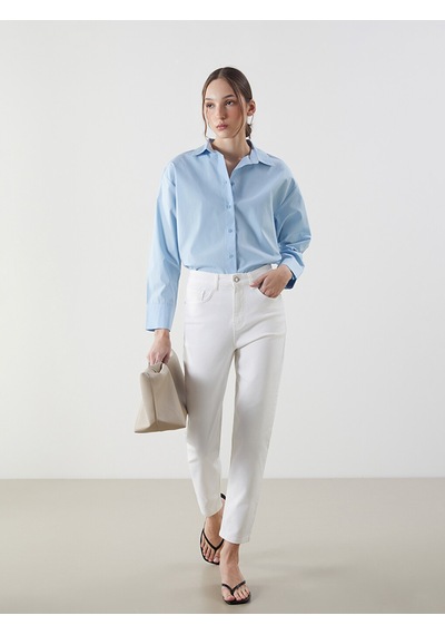 Lcw Jeans Beyaz Mom Fit Kadın Jean Pantolon