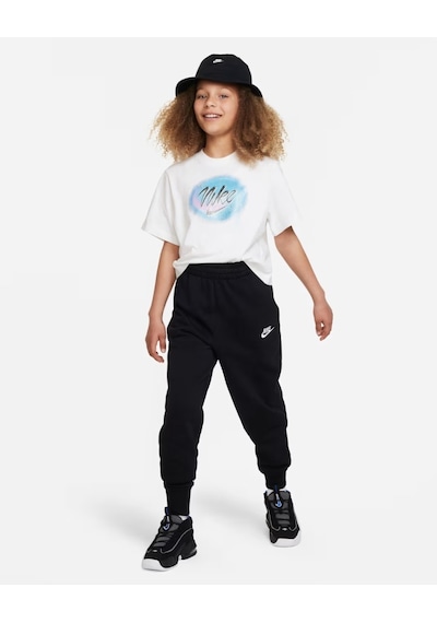 Nike Fd2921-010 Sportswear Club Fleece Kız Çocuk Yüksek Belli Dar Kesim Pantolon - Siyah