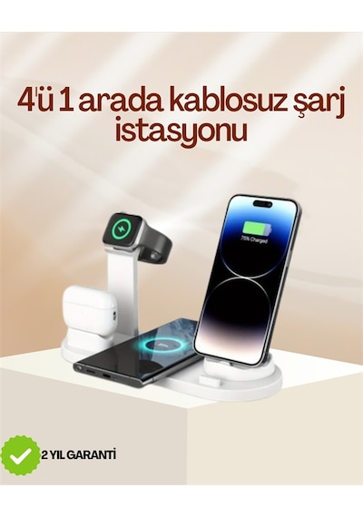 4 Cihazı Aynı Anda Şarj Edebilen Kablosuz Şarj İstasyonu Çok Yönlü Ve Pratik Tasarım 77656431