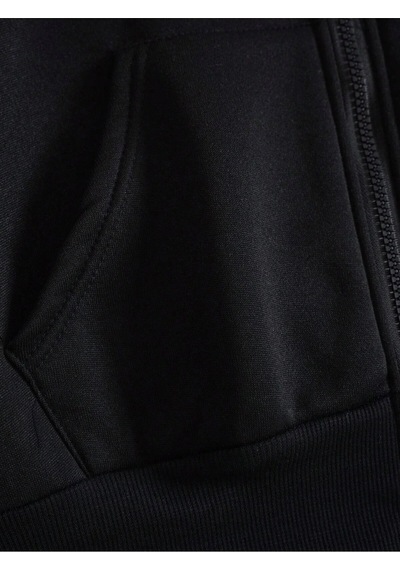 Startmore Bear And Heart Print Zip Up Lined Drawstring Hoodie Siyah Siyah