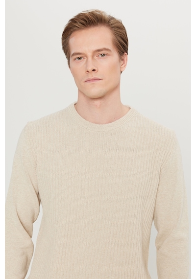 AC&Co / Altınyıldız Classics Erkek Acık Bej Pamuklu Standart Fit Normal Kesim Bisiklet Yaka Jakarlı Triko Kazak Acık Bej AC&Co / Altınyıldız Classics Erkek Acık Bej Pamuklu Standart Fit Normal Kesim Bisiklet Yaka Jakarlı Triko Kazak Acık Bej