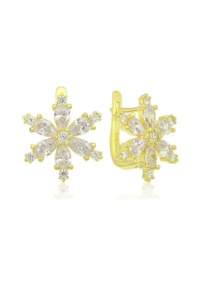 Gümüş Gold Beyaz Lotus Çiçeği Kadın Küpe Sl5805 Gümüş