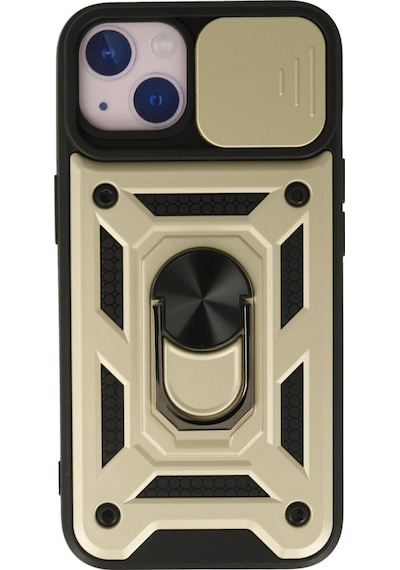 Apple iPhone  Uyumlu,  15 Kılıf Pars Lens Yüzüklü Silikon - Gold