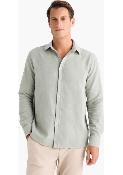 DeFacto %100 Pamuk Regular Fit İnce Kumaş Polo Yaka Uzun Kollu Gömlek D7394AX25SPKH499