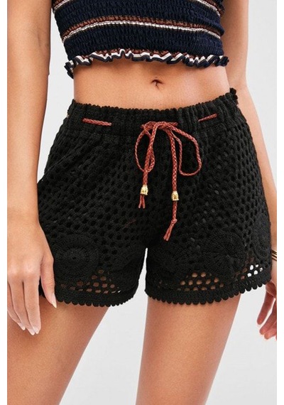Fashion Cocktail Kahverengi Deri Kordonlu Bohem Tığ İşi Makrome Çiçek Motif Dokulu Etnik Tatil Plaj Sahil Dantel Beli Lastikli Bağlamalı Kadın Mini Şort siyah Fashion Cocktail Kahverengi Deri Kordonlu Bohem Tığ İşi Makrome Çiçek Motif Dokulu Etnik Tatil Plaj Sahil Dantel Beli Lastikli Bağlamalı Kadın Mini Şort siyah