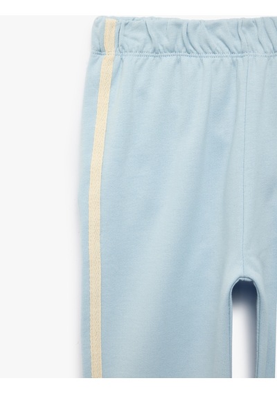 Koton Fiyonk Detaylı Beli Lastikli Pamuklu Şardonlu Jogger Eşofman Altı Mavi 7wmg40016ak