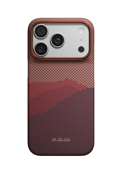Apple iPhone Uyumlu 18 Pro Kılıf M-safeli Aramid Karbon Fiber Tactile Woven Starpeak Over The Horizon Kapak Bordo