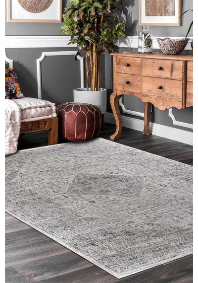 Indiana Etnik Desenli Vintage Eskitme Görünümlü Modern Halı In02 Multi Gri