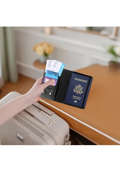 Micflip K02 İos Uyumlu Findmy Pasaport Kart Ve Sim Bölmeli Kablosuz Ve Pin Şarjlı Deri Cüzdan Siyah