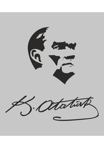 Atatürk Ve Imza Dekoratif Duvar Sticker. (38X38 Cm)