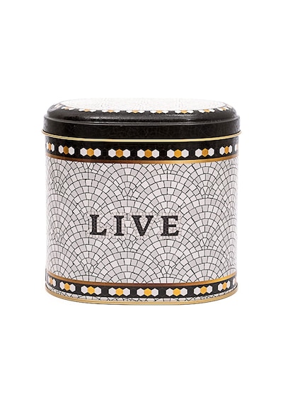 Mosaic Live Desenli Oval Metal Saklama Kabı 14 x 12 x 13 CM 1.4 L Çok Renkli