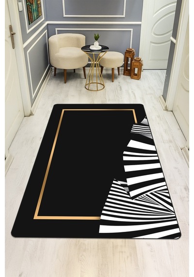 Modern Desenli Dijital Baskı Kaymaz Taban Halı H0122 Renkli